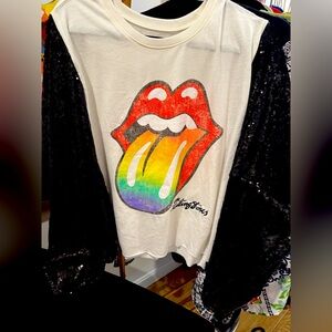 Rolling Stone’s Sequin Sleeves Upcycled Top
